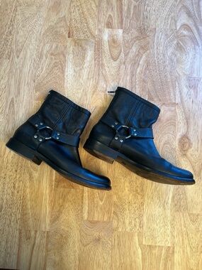 FRYE Black Ankle Harness Booties Women's US size 8